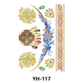 Golden and colorful temporary metallic tattoos featuring mandala, feathers, and paisley patterns - Colorful Metallic Mandala and Feather (YH-117)