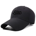 Casquette de baseball noire respirante avec broderie Fuel et découpe laser - Réglable / Noir avec broderie noire