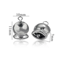 Pendentif cloche en acier inoxydable argenté poli de 10mm pour la création de bijoux - Surface Lisse-Couleur Acier