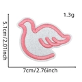 Detailed size specifications for pink ribbon dove embroidered iron-on patch for women - Pink Ribbon Patch Style 20 (Dove)