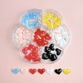 Flower-shaped organizer with colorful heart nail charms and white accent pearls - Plum Box B8-Colorful Hearts and Artificial Pearls