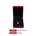 Silver square halo necklace presented in a luxury red velvet gift box with dimensions - Red Outer Black Inner
