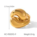 Minimalist 18k gold plated stainless steel ring with modern organic fluid design - Streamlined Asymmetric Module Style (HC-R30593-9)