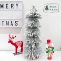 25cm Tisch-Weihnachtsbaum mit Flock-Schneeeffekt und stabilem Holzsockel-Dekor - 25CM Zeder Baum (Kein Licht) (A-SQ90)