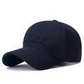 Berretto da baseball blu scuro classico con ricamo 3D BLACK e visiera curva - Regolabile / Blu navy
