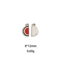 Macro shot of 8x12mm metal watermelon alloy charms with front and back detail views - Small Watermelon Slice #14 (8*12mm)