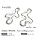 Boucles d'oreilles vagues abstraites en acier inoxydable argenté poli et hypoallergénique - Boucles d'Oreilles à Vagues Irrégulières Argentées