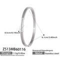 Silver stainless steel stacked wave bracelet with pavé cubic zirconia inlay, hypoallergenic - Silver Wave Texture Style (Z513) / Width 0.5cm/Inner Diameter 6.1cm / Silver