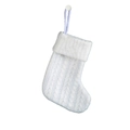 Classic white knitted Christmas stocking with cable pattern and hanging loop - Blank
