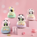 Set of four cute panda crystal ball ornaments with colorful gradient resin bases - 2406# (lights + Snowflakes)