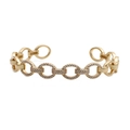 Golden chain bracelet featuring micro-pave white zircon stones in a geometric design - Gold Twisted Rope Row