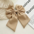 Elegant khaki bow hair clip with twill fabric texture on a beige lace background - Khaki
