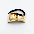 Elegant gold curved alloy hair tie with black elastic band for stylish ponytails - Wide Mirrored Curved Hair Tie (43)