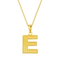 Fashionable gold-plated titanium steel necklace featuring a textured letter E pendant - Letter E