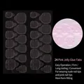 Autocollants roses pour ongles press-on lot de 24 pièces en finition transparente - 24 Onglets Colle Rose