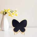 Butterfly shaped PVC chalkboard sign with wooden base stand for party table decor - Green Butterfly with Gold Foil Necklace