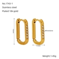 Golden U-shaped stainless steel earrings with rhinestones and 18k gold plating - Small (15mm x 11mm) (ZE1743G-01) / Gold