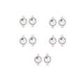 Macro detail of silver evil eye jewelry connectors with rhinestone pavé and dual rings - Silver Round Blue Evil Eye Enamel Pendant (XH40717) / 10 Pieces Pack