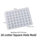 Translucent square silicone mold for alphabet pendants with heart and lock details - 26 Letters Square-Single Hole