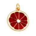 Miniature red grapefruit slice pendant with golden metal edge and enamel fruit texture - Red Grapefruit Slice (M158982-DeepRed)