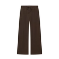 Detail view of dark brown high-waisted sweatpants with drawstring and soft knit texture - XS / Coffee Pants