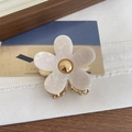 Elegante pinza para el pelo con forma de flor en acrílico blanco perla y oro - 2# Perlado Sirena