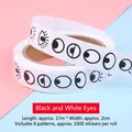 Roll of black and white cartoon eye stickers for DIY crafts 17m x 2cm with 1000 pieces - Black White Eyes (1000 Pcs Per Roll) Single Row