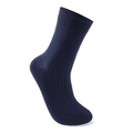 Navy blue mid-calf ribbed cotton socks for men featuring breathable and stretchy fabric - Navy Blue