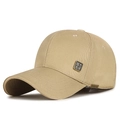 Khaki cotton baseball cap with China metal logo and classic curved brim style - Adjustable / Beige