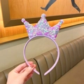 Detail of purple sequin princess crown headband for girls with sparkling finish - Violet