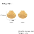 Goldene muschelförmige Edelstahl-Ohrringe mit den Maßen 32,5 mm x 29,2 mm für Damen - Große Muschel-Ohrringe (NMSE-D216-1) / Gold