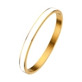 Elegant gold stainless steel hinged bangle with white enamel inlay for women - 6MM Gold + White