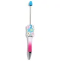 DIY beadable pen featuring a pink gradient glitter body and colorful floral 3D accents - Blue White Purple Gradient