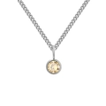 Minimalistische zilveren roestvrijstalen ketting met ronde champagne edelsteen hanger - November Lichtgeel - Zilver