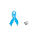 Broche ruban bleu avec base en métal argenté et fermoir papillon pour sensibilisation - Moyen / Bleu