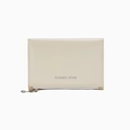 Classic Star minimalist beige short wallet with multiple card slots and coin pocket - White
