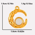 Golden moon pendant with white shell inlay and detailed dimensions for jewelry making - Gold Frame White Shell Pendant (S2001-G-W)