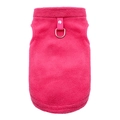 Detailed view of rose pink fleece dog vest with metal D-ring for leash attachment - Rose Red