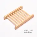 Bamboo soap dish holder 11.8cm x 8.8cm in natural wood finish with drainage bars - Natural Wood Style 02