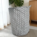 Grey and white chevron fabric laundry basket with handle for storage and organization - Grey Arrow