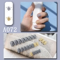 Set unghie finte A072 con unghie lucide grigie e giallo senape applicabili a pressione - A072 Colore Morandi (A072)