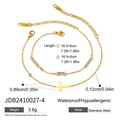 Dimensioni dettagliate del set di bracciali in acciaio 18K con croce e zircone - Stile Pietra Preziosa Rettangolare Bianco Chiaro (JDB2410027-4)