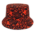 Détail d'un bob d'Halloween noir avec imprimés rouges de fantômes et de toiles d'araignée - M (56-58cm) / Fantôme Boo Noir et Rouge (5#)