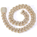 Chunky 18mm gold plated hip hop Cuban chain necklace with sparkling zircon paved link surface - 20 inch / 18mm Wide / Gold
