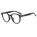 Fashion square sunglasses in glossy black frame with golden metal accents for women - Black Frame