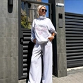 Light gray two-piece tracksuit set with pink Tennis Club embroidery for casual style - S / Gray