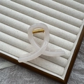 Thick jelly color hair claw clip in beige gray finish with golden metal spring - 8cm Round Top / Jelly White