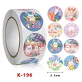 Easter bunny and colorful egg sticker rolls featuring 8 cartoon holiday designs - Cute Bunny Ear Decor (K-196) / 500 Pieces/Pack (Diameter 2.5cm)