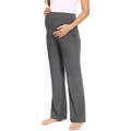 Pantalones de maternidad gris oscuro de pierna ancha con banda elástica de apoyo - S / gris oscuro