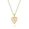 Elegant gold heart necklace with white mother of pearl and cubic zirconia stones - Pink Mother of Pearl Heart